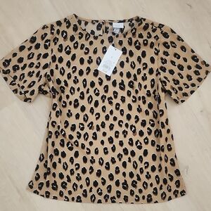 A New Day Leopard Print Short Sleeve Top